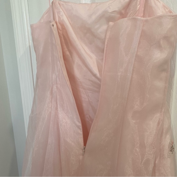 PASTEL PINK PROM DRESS SQUARE NECK SPAGHETTI STRAP EMBELLISHED - Picture 5 of 10